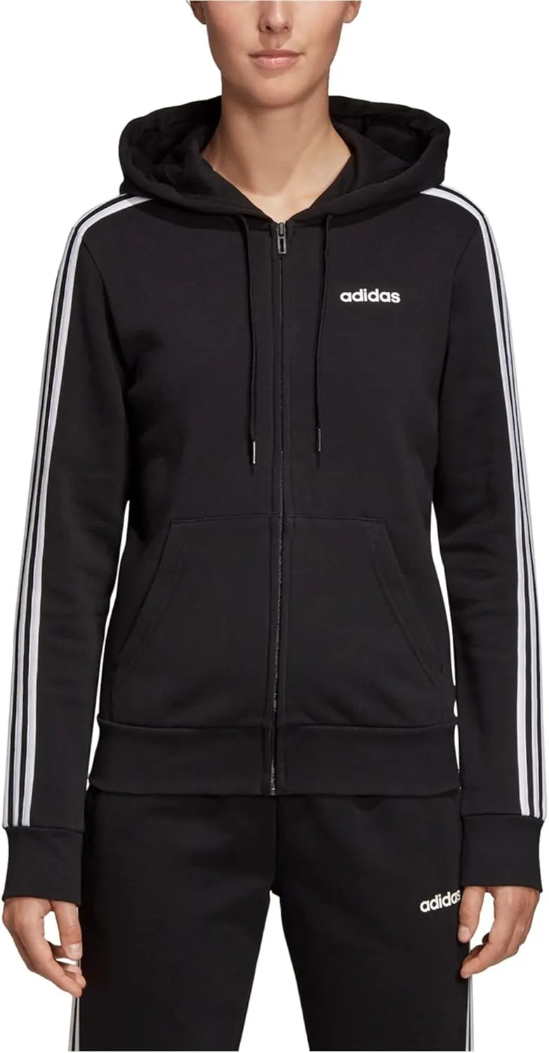 adidas Women's Essentials 3-stripes Fleece Full-zip Hoodie Sweatshirt