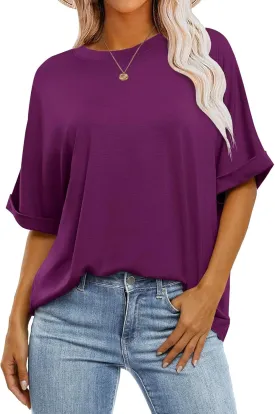 ANRABESS Womens Tops Oversized T Shirts Short Sleeve Crewneck Summer Casual Loose Basic Tee Shirt 2025 Trendy Fashion Clothes