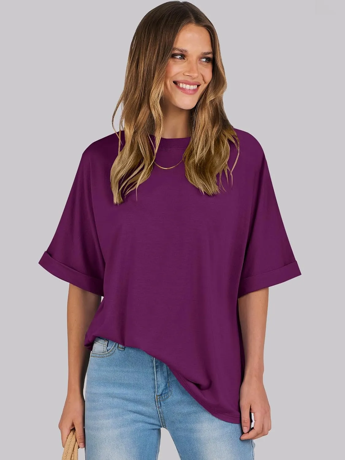 ANRABESS Womens Tops Oversized T Shirts Short Sleeve Crewneck Summer Casual Loose Basic Tee Shirt 2025 Trendy Fashion Clothes