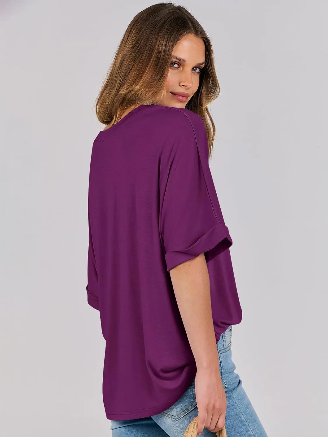 ANRABESS Womens Tops Oversized T Shirts Short Sleeve Crewneck Summer Casual Loose Basic Tee Shirt 2025 Trendy Fashion Clothes