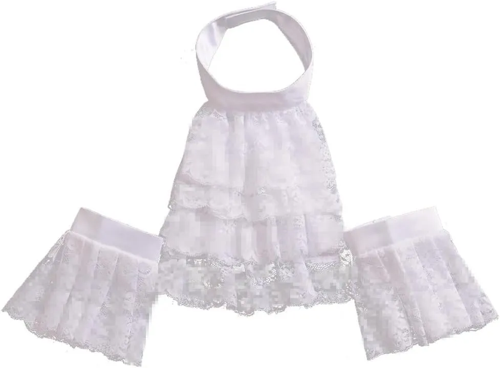 BLESSUME Colonial Lace Jabot Cuffs Set Costume Accessory