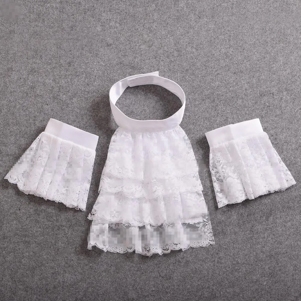 BLESSUME Colonial Lace Jabot Cuffs Set Costume Accessory