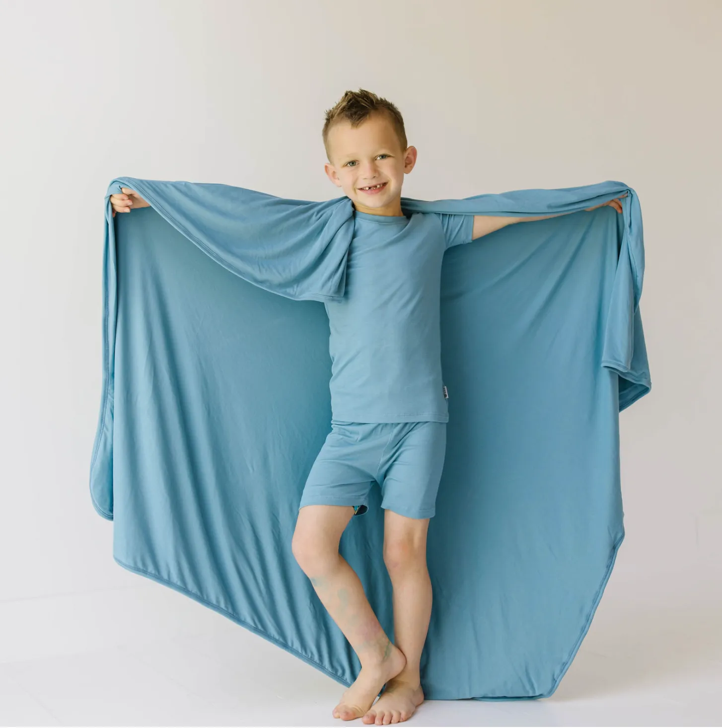 Blue Jay Mini Ribbed Two Piece Kid's Short Jammie Set (6-12/14)