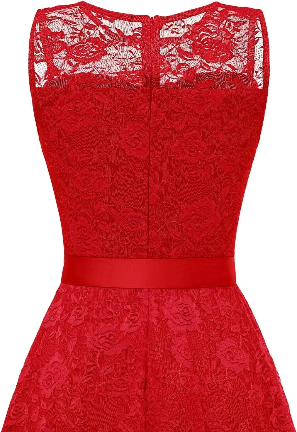 Dressystar Women's Floral Lace Dress Short Bridesmaid Dresses with Sheer Neckline