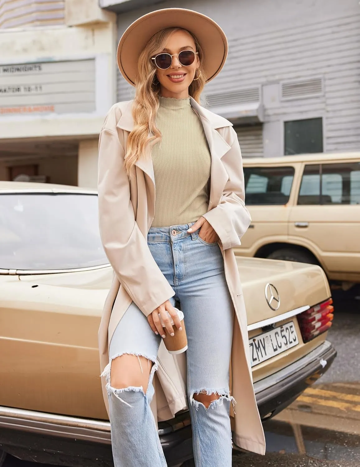 Ekouaer Turtleneck Shirt Women Ribbed Long Sleeve Shirts Lettuce Trim Mock Neck Tops Slim Fit Base Layer
