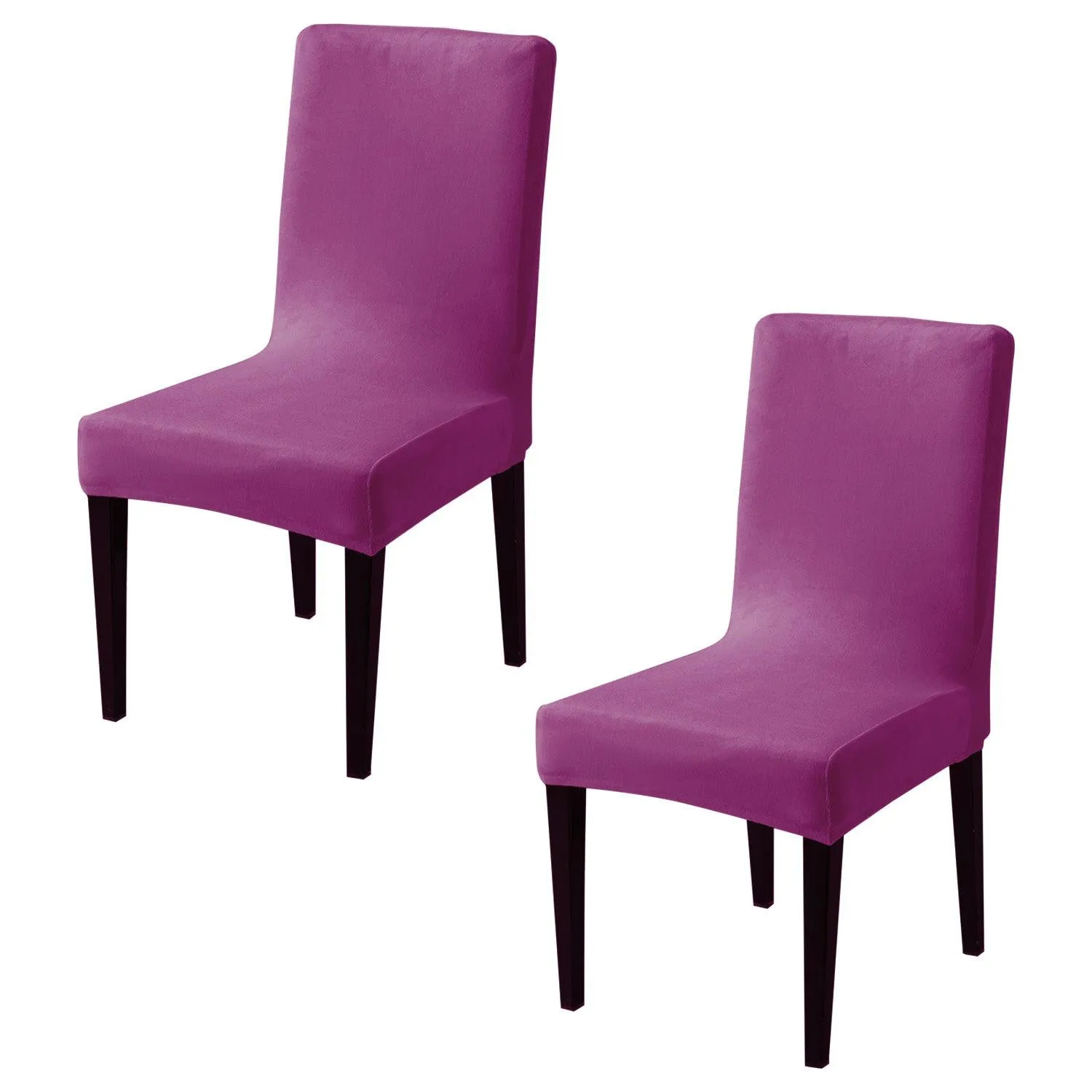 Elastic Stretchable Premium Velvet Dining Chair Cover, Purple