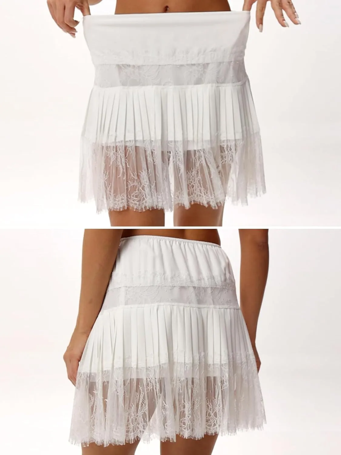 Lace Shirt Extender for Women Plus Size Underskirt Elastic Waist Half Slip Mini Skirts