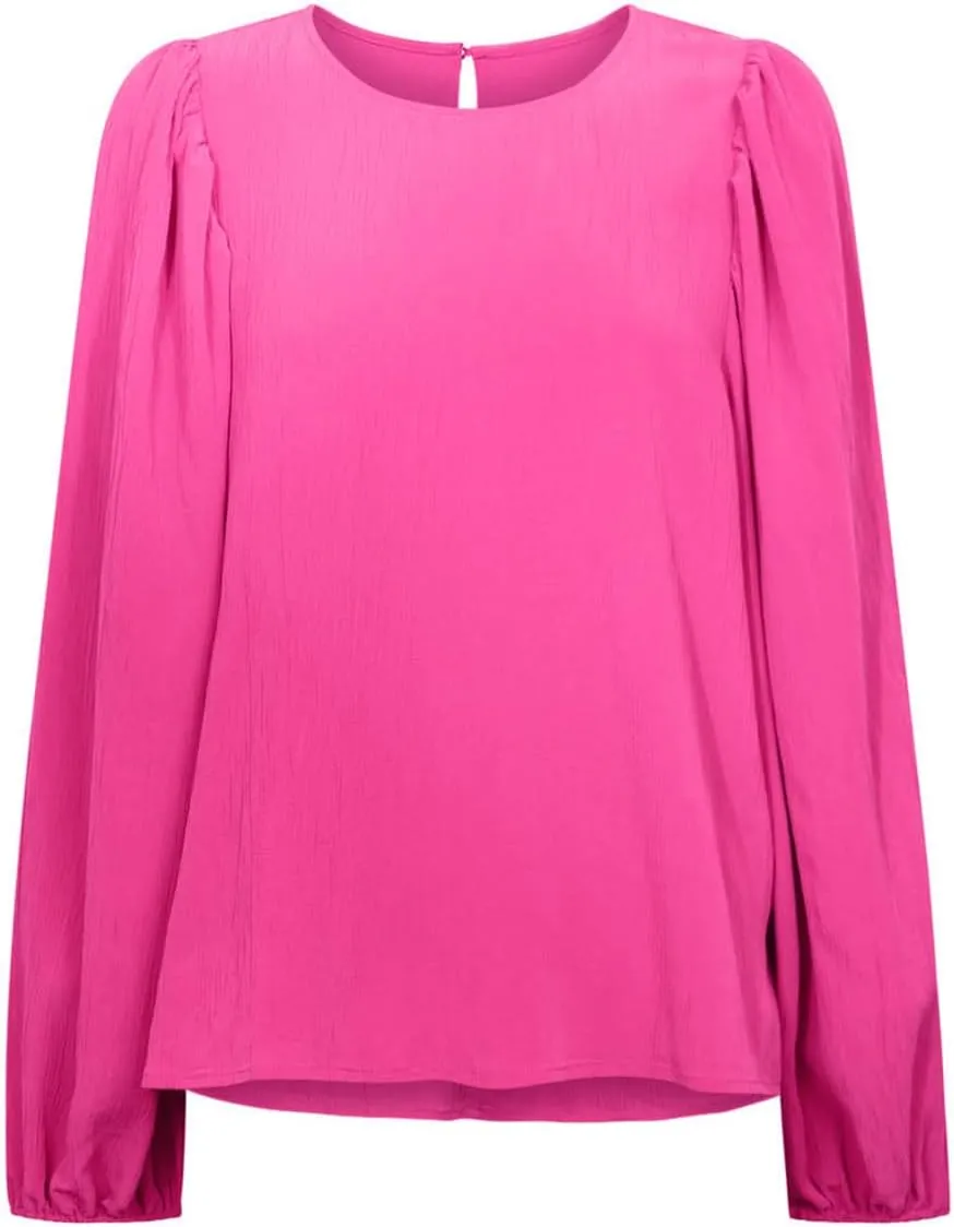 Lesore Womens Blouses Long Sleeve Solid Crewneck Balloon Sleeve Keyhole Back Blouses Tops Tshirts