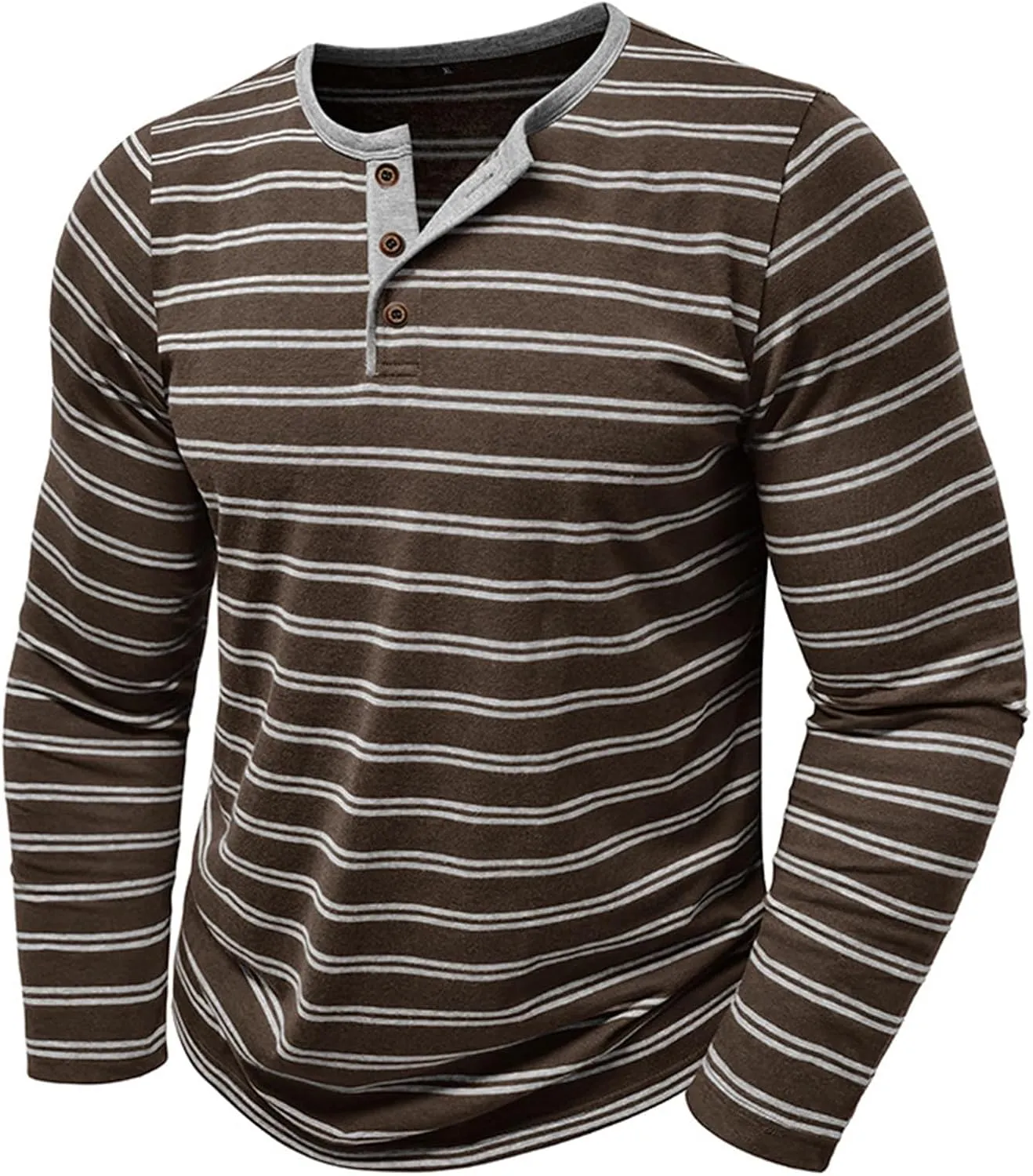 Men's Henley Shirts Cotton Button Down Shirts Long Sleeve Pullover Shirts Casual Stylish Solid Baggy Shirts