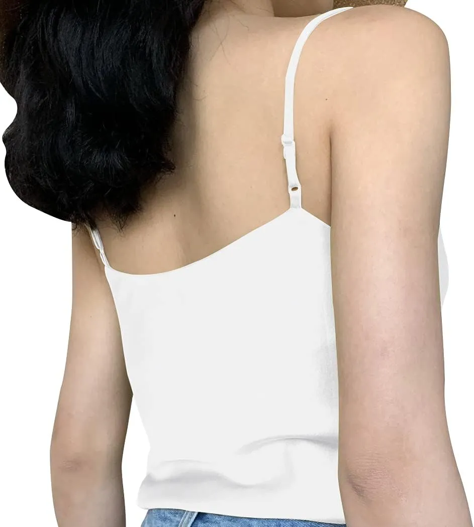 Miqieer Basic Women's Silk Tank Top Ladies V-Neck Camisole Silky Loose Sleeveless Blouse Satin Tank Shirt