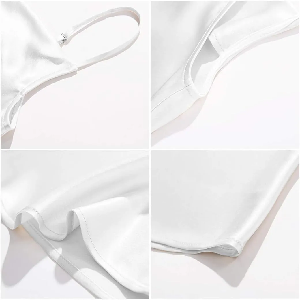Miqieer Basic Women's Silk Tank Top Ladies V-Neck Camisole Silky Loose Sleeveless Blouse Satin Tank Shirt