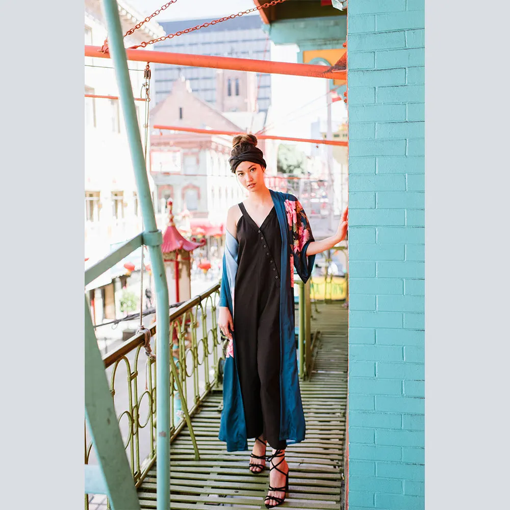 Peony & Bird Long Kimono Robe