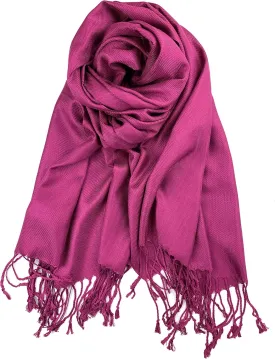 Plum Feathers Premium Solid Color and Metallic Fashion Scarf, Womens Pashmina Shawl Wrap with Fringes