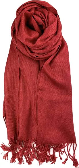 Plum Feathers Premium Solid Color and Metallic Fashion Scarf, Womens Pashmina Shawl Wrap with Fringes