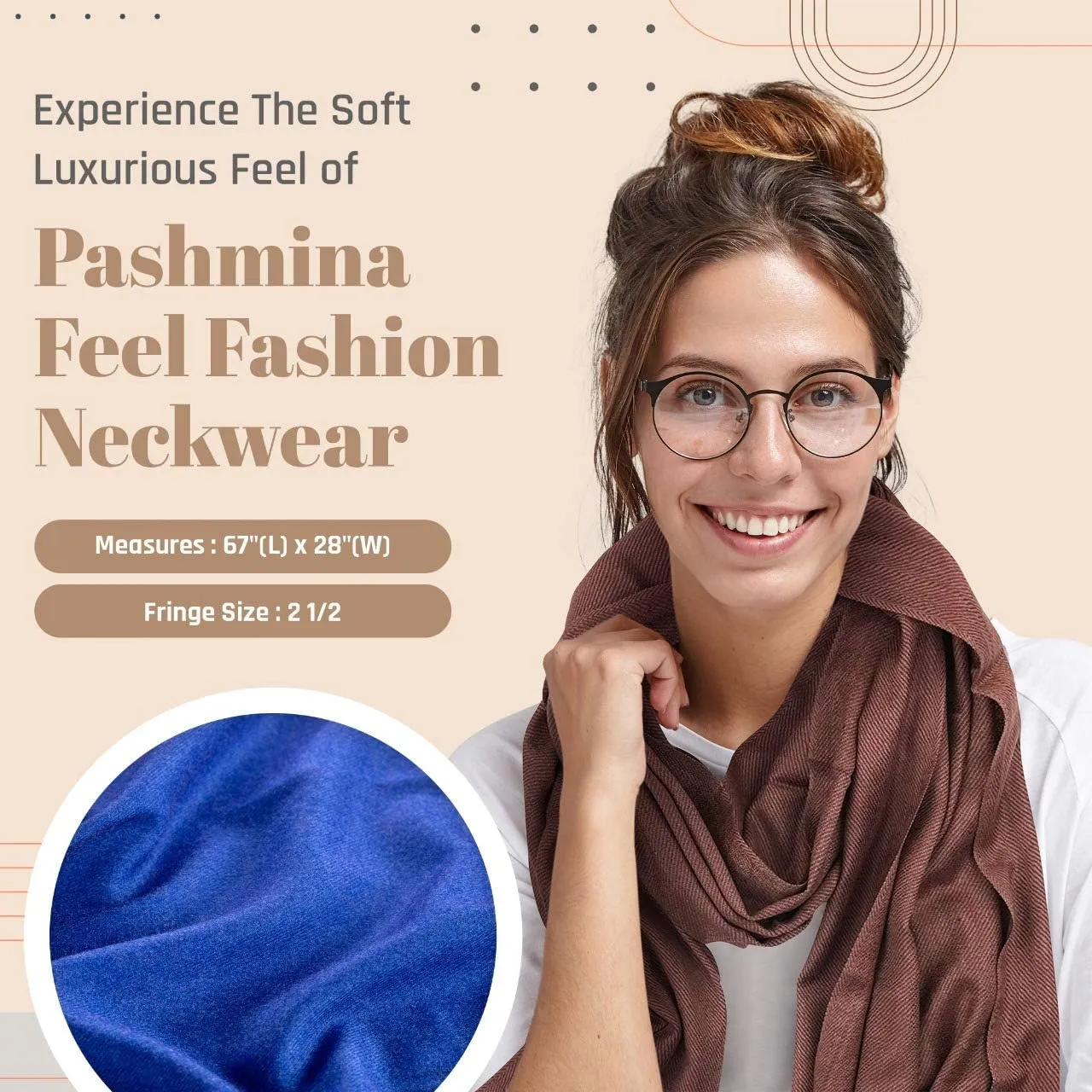 Plum Feathers Premium Solid Color and Metallic Fashion Scarf, Womens Pashmina Shawl Wrap with Fringes