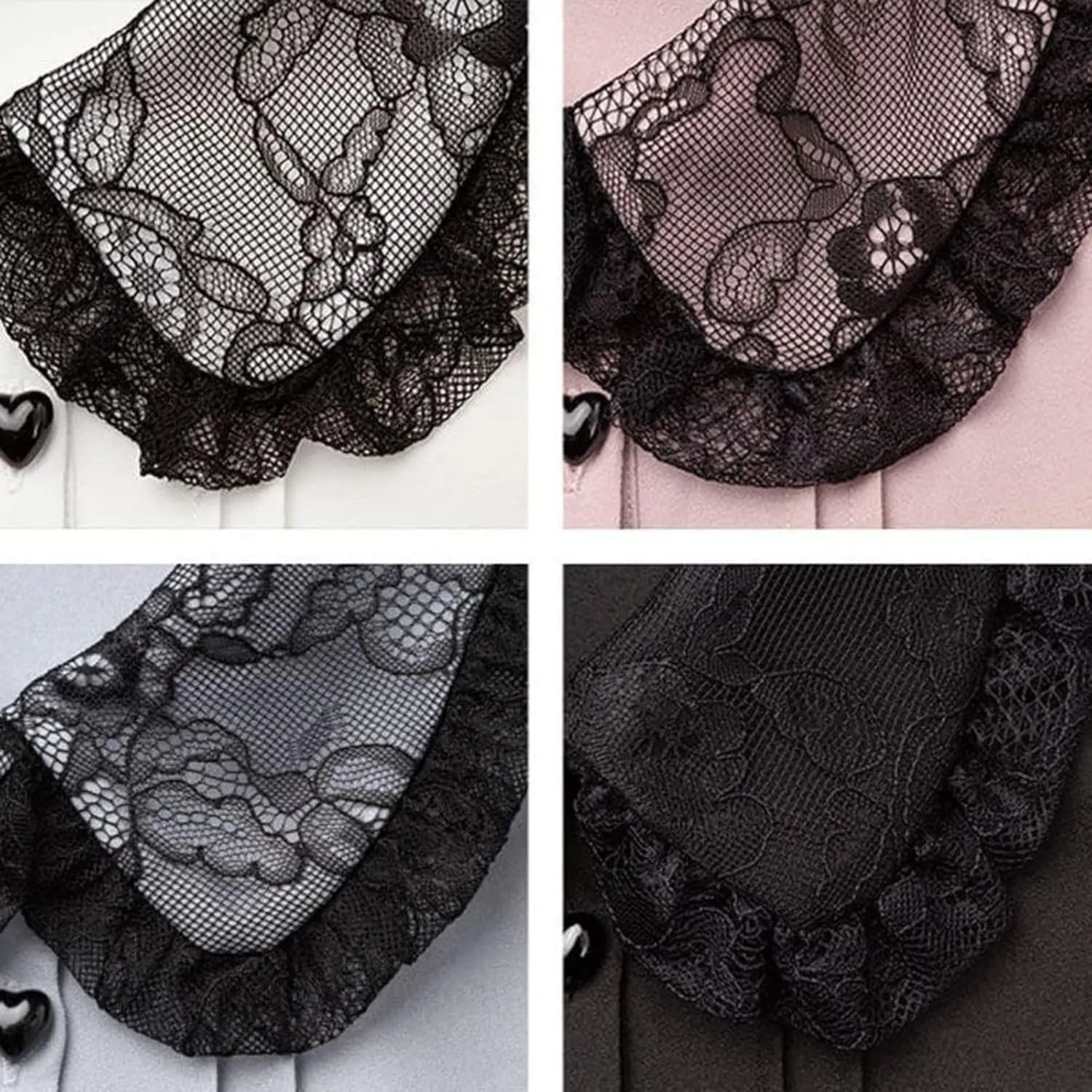 Pokn Lolita Fashion Jirai Kei Fashion Women Lolita Blouse Lace Short Puff Sleeve Shirt Gothic Kawaii Ruffle Top with Bow