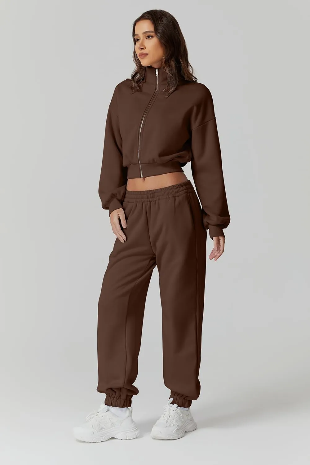 QINSEN Womens 2 Piece Oufits Full Zip Jacket Long Sleeve Sweatsuits Fleece Lounge Tracksuit with Joggers
