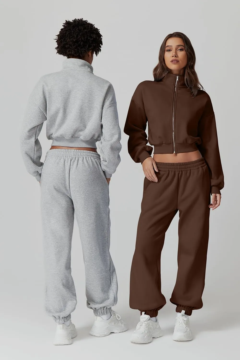 QINSEN Womens 2 Piece Oufits Full Zip Jacket Long Sleeve Sweatsuits Fleece Lounge Tracksuit with Joggers