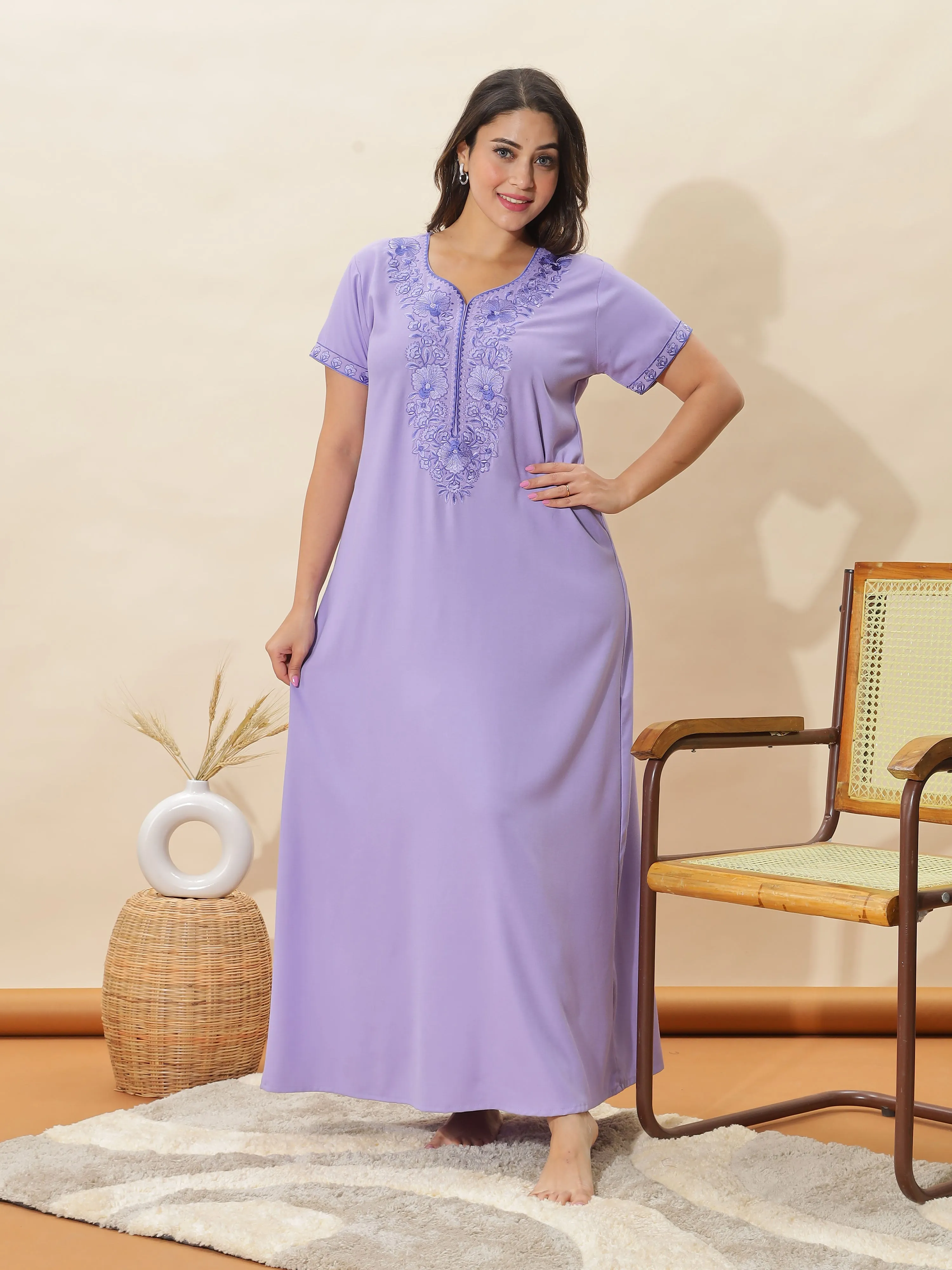 Sadabahar Peri Winkle Embroidered Alpine Nighty
