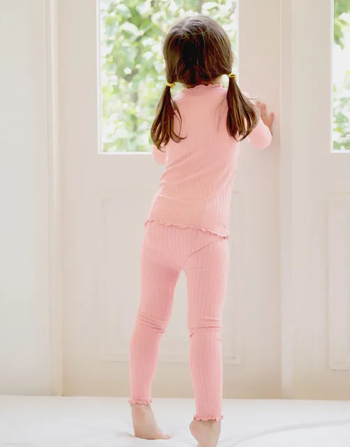 Shirring Milk Pink Long Sleeve Pajama