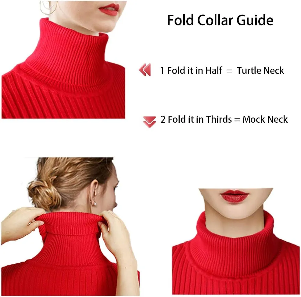 v28 Women Turtleneck Long Sleeve Bodycon Fall Winter Mini Slim Knit Sweater Dress