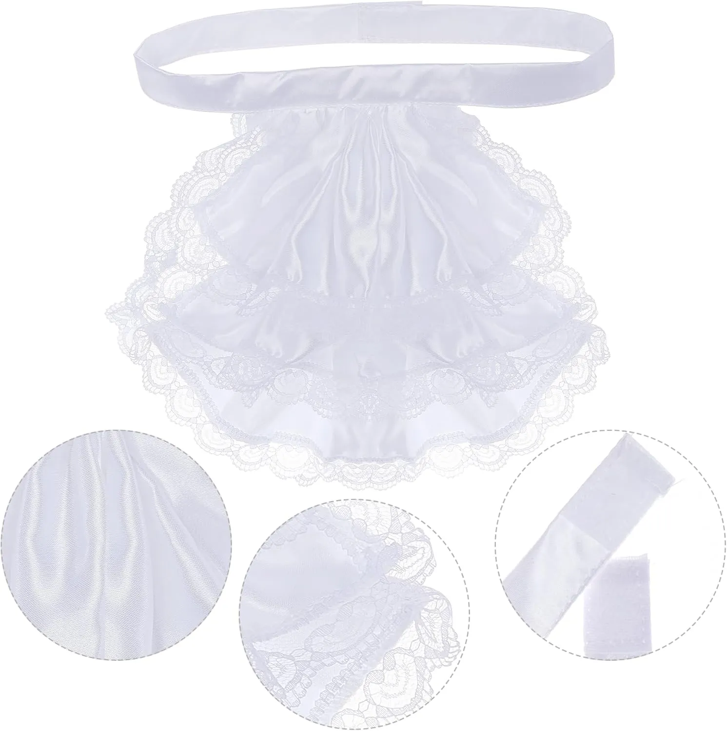 Victorian Lace Jabot Cuffs Set Colonial Lace Ruffle Collar Cuffs Steampunk Accessory for Judge Pirate Costume Cosplay