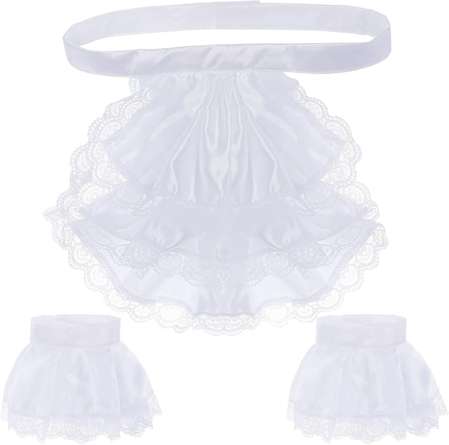 Victorian Lace Jabot Cuffs Set Colonial Lace Ruffle Collar Cuffs Steampunk Accessory for Judge Pirate Costume Cosplay