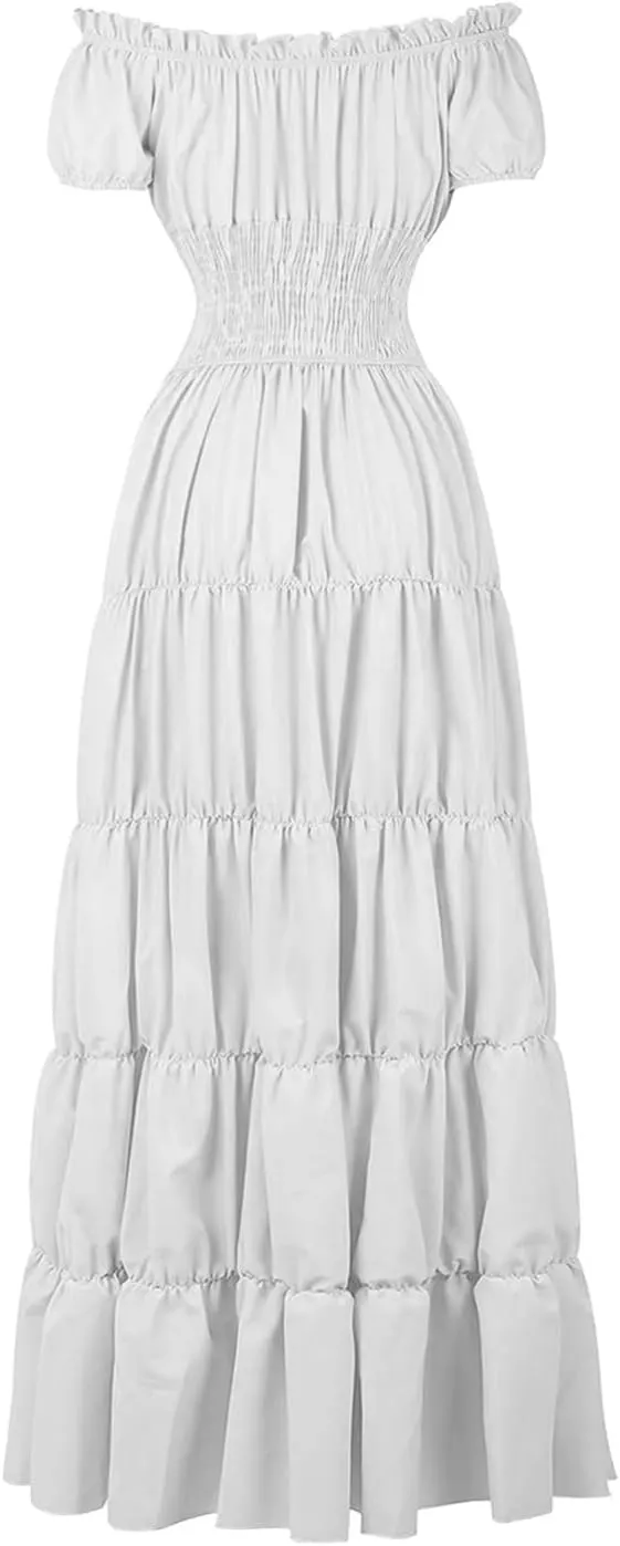 Women Medieval Costume Renaissance Chemise Pirate Peasant Wench Boho Irish Over Dress