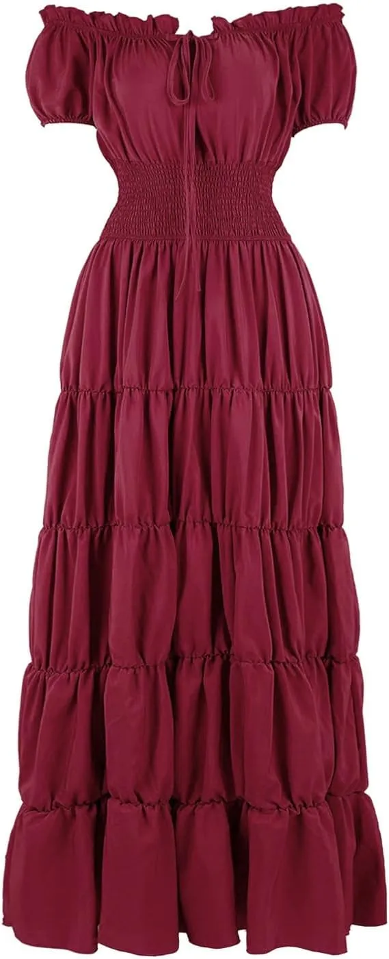 Women Medieval Costume Renaissance Chemise Pirate Peasant Wench Boho Irish Over Dress